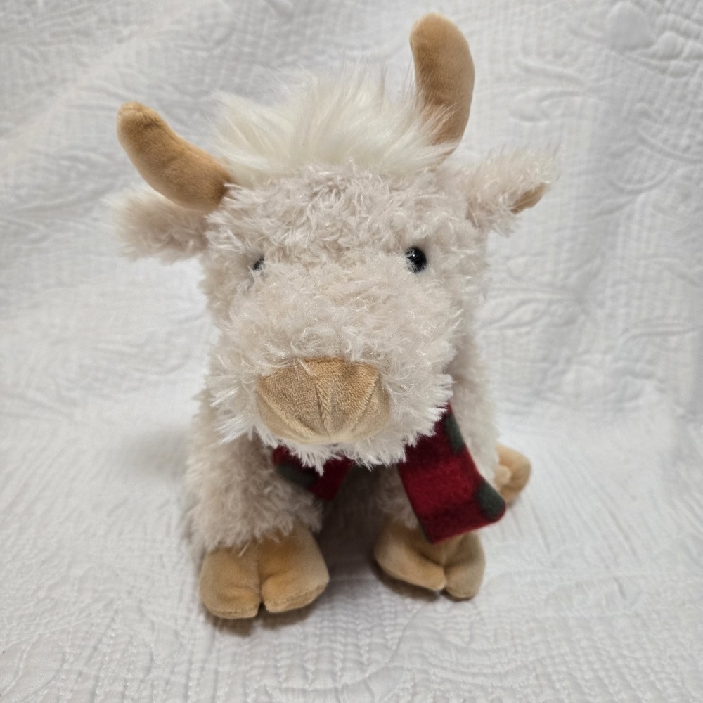 Ganz Hennie Highland Cow HX11897 Scarf Plush Stuffed Animal Toy 9.5" Christmas‎